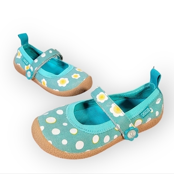 Chooze Turquoise Dance Be Good Mary Jane Shoes Daisy Flower Polka Dot Size US 10 - Picture 1 of 17